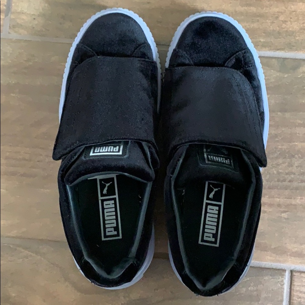 Black velvet Puma shoes